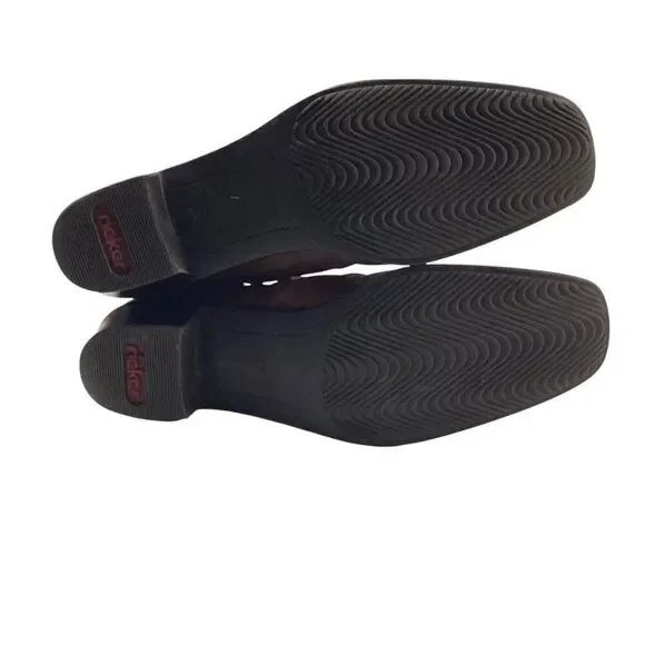 Rieker Ankle Boots Womens 10 Brown Kendra Slouchy Leather Zip Warm Lined Button - Picture 7 of 8